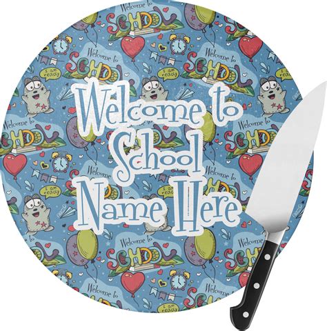 Welcome to School Round Glass Cutting Board - Medium (Personalized) - YouCustomizeIt