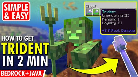 How To Get TRIDENT in LESS THAN 2 MINUTES (Bedrock + Java) - Minecraft (Timestamps) - YouTube