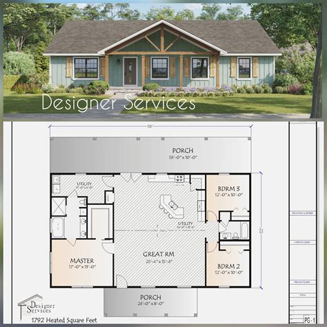 Cedar Home Plan, 1792 Square Feet - Etsy | Pole barn house plans, House ...