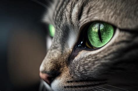 Premium AI Image | Green cat eyes in a close up studio shot lovely green cat eyes