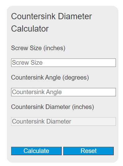 Countersink Diameter Calculator - Calculator Academy