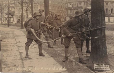 Freikorps on the streets of Berlin equipped with flamethrower 10 January 1919 : r/worldwar1pics