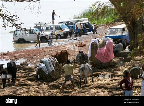 The Blue Nile River at Bahir Dar. Bahir Dar is the capital city of Amhara Region, Ethiopia ...