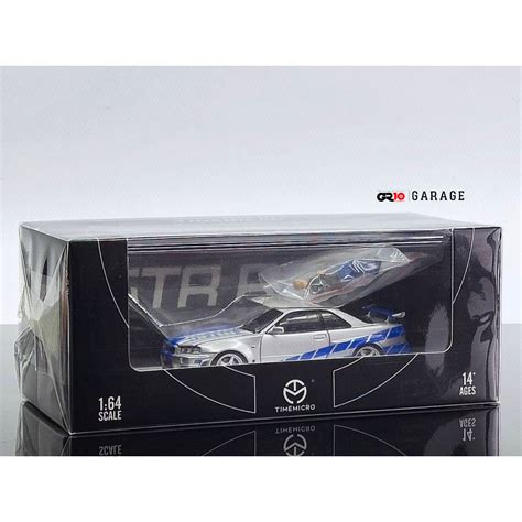 NISSAN GTR34, engine hood openable. Tribute to classics A2-Silver Blue - Figure ver 1/64 ...