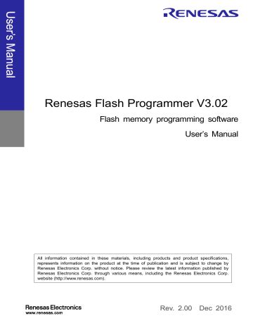 Renesas Flash Programmer V3.02 Flash memory programming | Manualzz