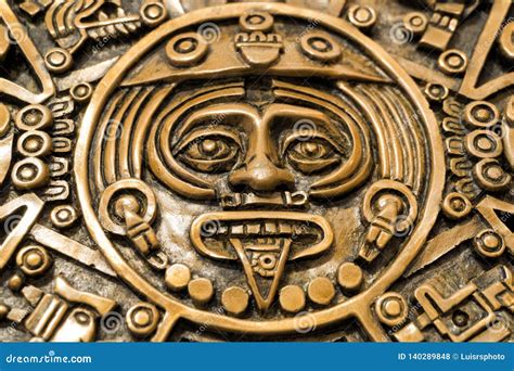 Central Disk of the Aztec Sun Stone or Aztec Calendar, with the Face of ...