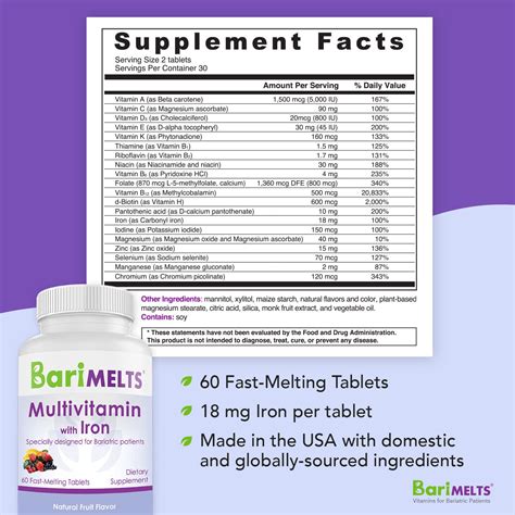 Buy BariMelts Multivitamin with Iron - Fast Melting Bariatric ...