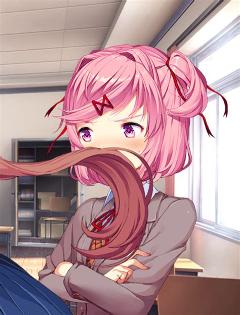 Natsuki getting a mouthful of hair : r/DDLC