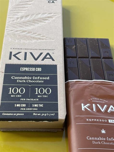 Kiva Confections Espresso Dark Chocolate CBD 1:1 Bar [2023 Review]