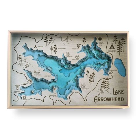 Lake Arrowhead Topographic Layered Wooden Map in 2020 | Wooden map, Lake arrowhead, Lake