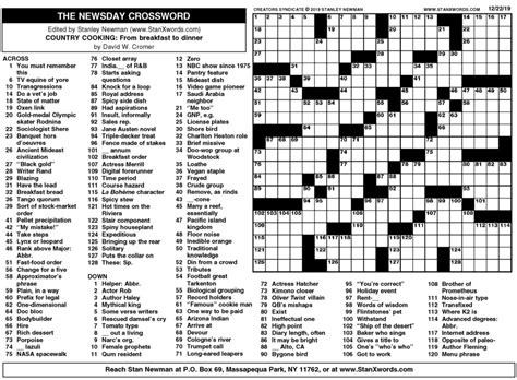 Newsday Sunday Crossword Printable