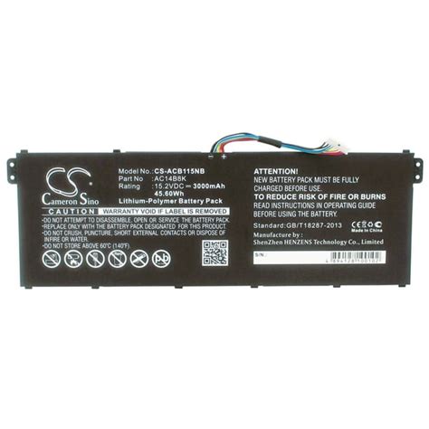 Replacement Battery for Gateway 5.2v 3000mAh / 45.60Wh Laptop Battery ...