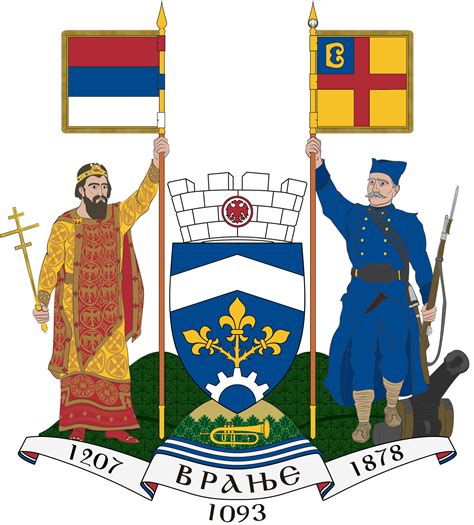 Coat of arms of Vranje Serbian, Heraldry, Coat Of Arms, Cities, Coats, Symbols, Culture, History ...