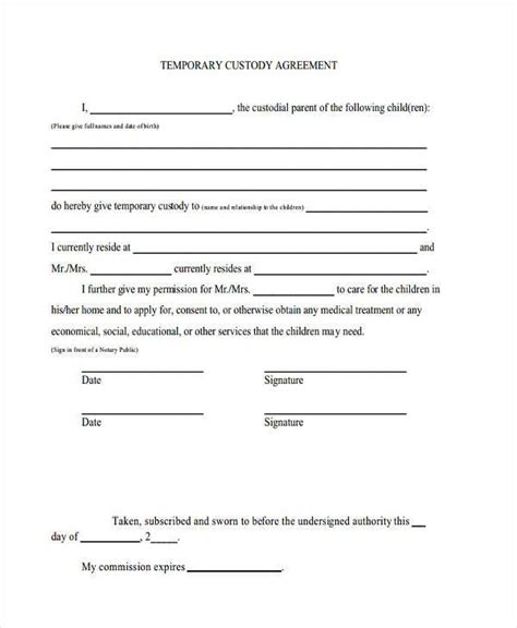 Printable Child Custody Agreement Template - Printable Templates Free