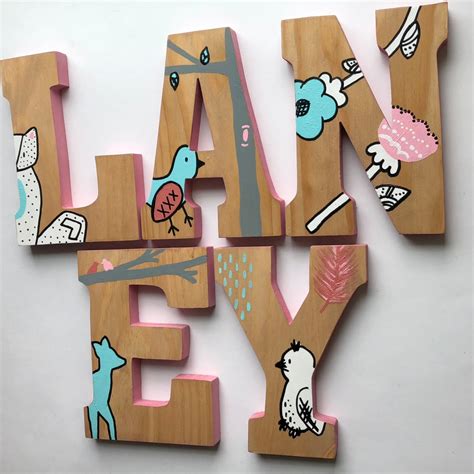 Wooden Letters for Nursery, Woodland Nursery Decor, Hand Painted Wood ...