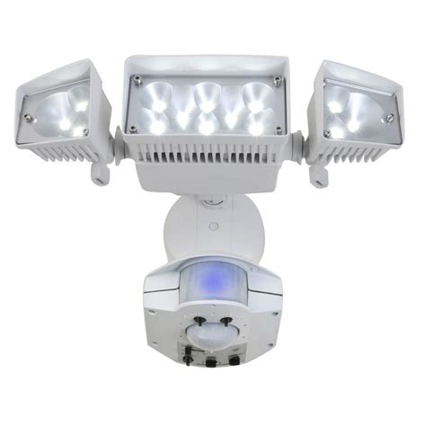 Utilitech 360-Degree 3-Head Dual Detection Zone White Integrated LED ...