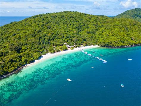 Aerial View or Top View of Tropical Island Beach with Clear Water at ...