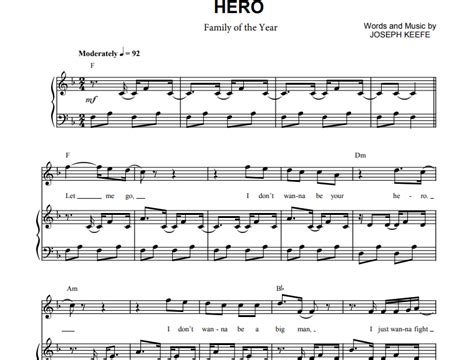 Family Of The Year-Hero Free Sheet Music PDF for Piano | The Piano Notes