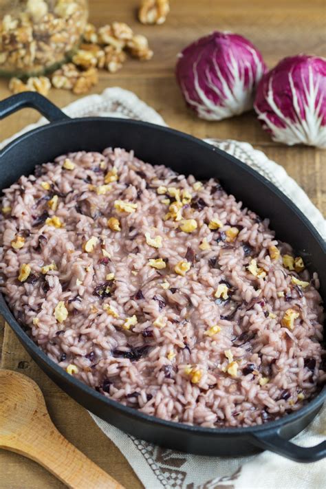 Radicchio Risotto with Walnuts and red wine • Electric Blue Food