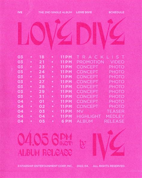 IVE - The 2nd Single Album: LOVE DIVE (Comeback Schedule) : kpop