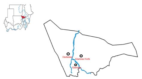 Map shows the study sites; Khartoum, Khartoum North and Omdurman ...