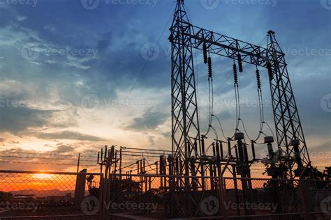 Electricity Authority Station, power plant, energy concept, evening sky 8526291 Stock Photo at ...