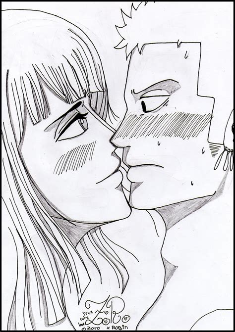 One Piece - Zoro X Robin - Wanna a kiss, my dear ? by Minouze on DeviantArt