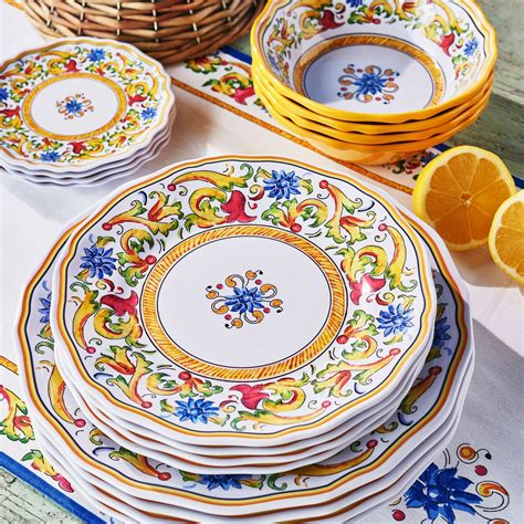 Floreale 12-Piece Melamine Dinnerware Set with 4 Bonus Appetizer Plates | Melamine dinnerware ...