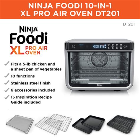 Ninja DT201 Foodi 10-in-1 XL Pro Air Fry Digital Countertop Convection Toaster Oven with ...