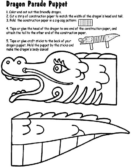 Dragon Parade Puppet Coloring Page | crayola.com