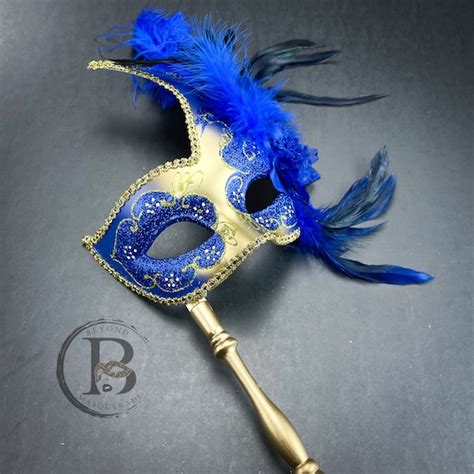 Blue Gold Masquerade Mask Mardi Gras Mask Gold Royal Blue - Etsy