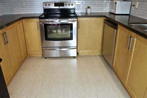 White Cork Flooring Bleached Birch Kitchen - Cancork