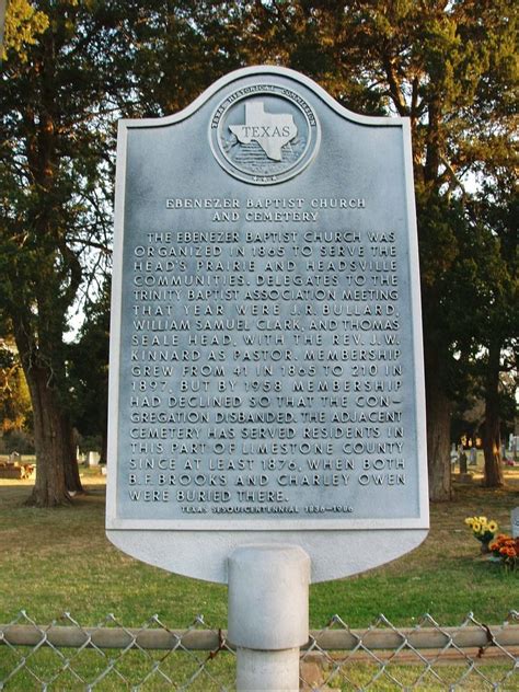 Ebenezer Baptist Church and Cemetery - TEXAS HISTORICAL MARKERS