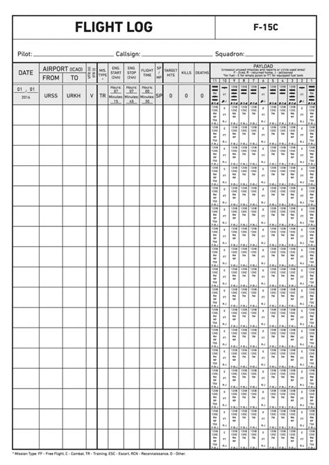 Printable Aircraft Flight Log Template - Printable Word Searches