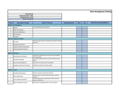 Uat Template Excel