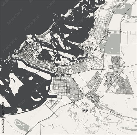 vector map of the city of Abu Dhabi, United Arab Emirates (UAE ...