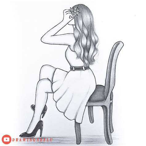 How to draw a Girl sitting on chair -Beginner drawing || Step by Step ...