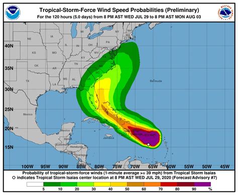 Tropical Storm Isaias forms in Atlantic, with forecast track aiming for ...