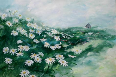 Field of Daisies Painting by ClaudiaHodgesDesign on Etsy