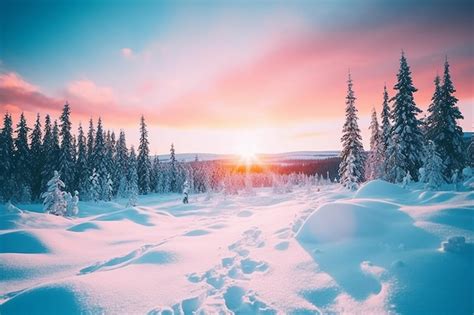 Premium AI Image | Magical Winter Wonderland in Lapland Finland