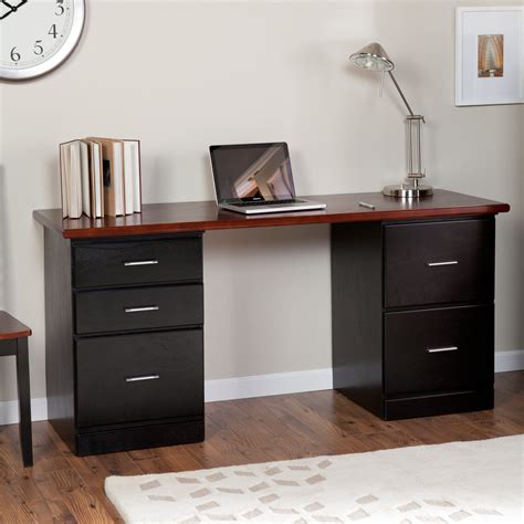 Have to have it. Valona Modern 5-Drawer Desk - Black/Dark Cherry $339.99