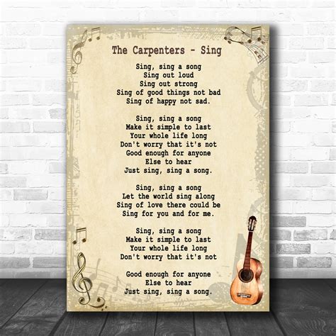 The Carpenters Sing Song Lyric Vintage Music Wall Art Print - Song Lyric Designs