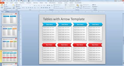 Free Tables with Arrow PowerPoint Template - Free PowerPoint Templates - SlideHunter.com