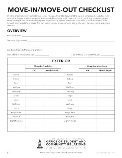 Rental Move-in and Move-out Checklist - 8+ Examples, Format, Pdf