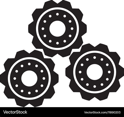 Silhouette gear wheel machine cog icon Royalty Free Vector