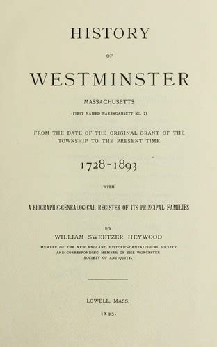 History of Westminster, Massachusetts by William S. Heywood | Open Library