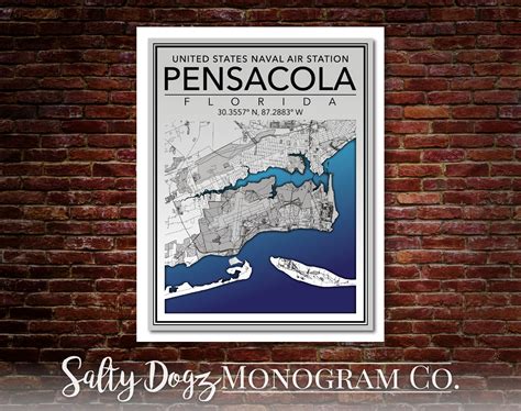 Wall Art Map Print of Naval Air Station Pensacola Florida | Etsy