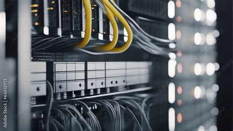 Server Room Network Cabling. Essential for IT technicians, showcasing organized network cabling ...