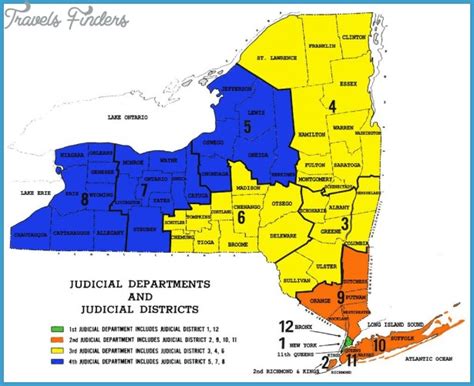 New York map with districts - TravelsFinders.Com