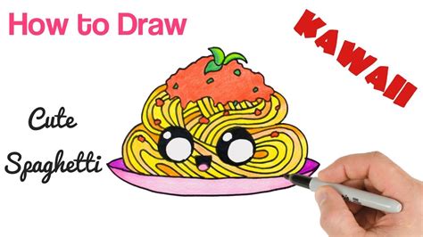 How to Draw Spaghetti Pasta Cute Kawaii Food Drawing - YouTube